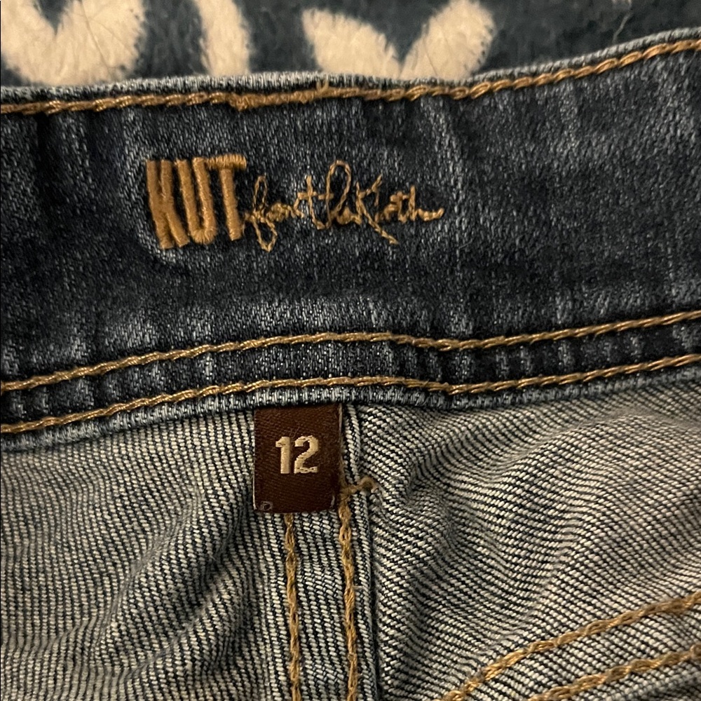 Kut from the Kloth Distressed Blue Boyfriend Jeans - Picture 2 of 3